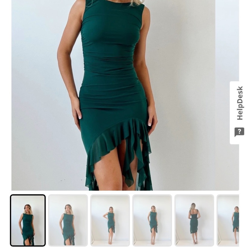 Green Low Back Mermaid Midi Dress